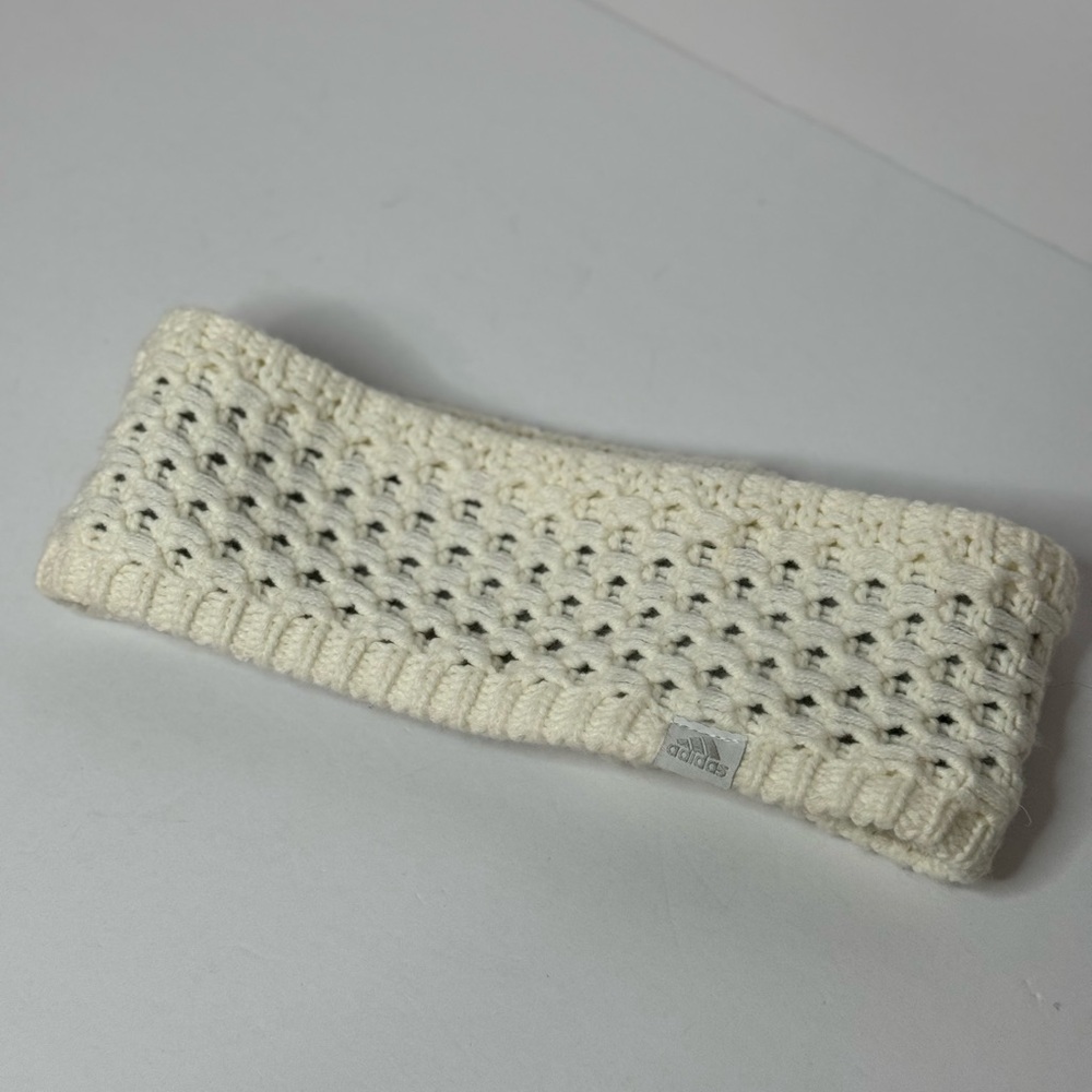 adidas Women's Crestline Headband White One Size 3.5" Fleece Lined Warm